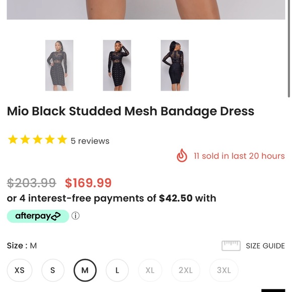 Emprada mio black studded mesh bandage dress in size 3XL - Picture 4 of 4